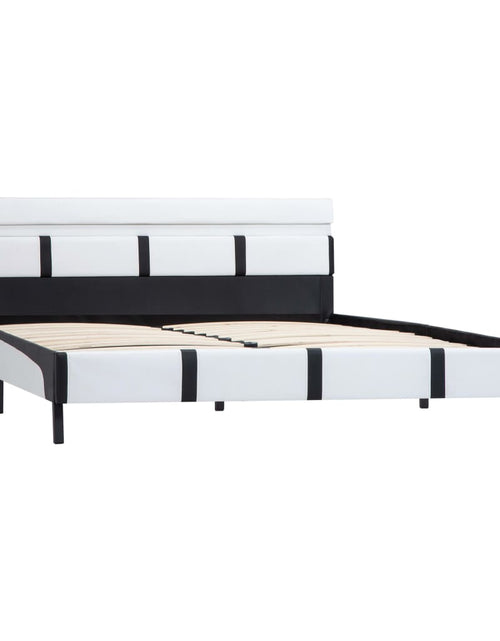 Încărcați imaginea în vizualizatorul Galerie, Cadru de pat cu LED, alb, 140 x 200 cm, piele ecologică - Lando
