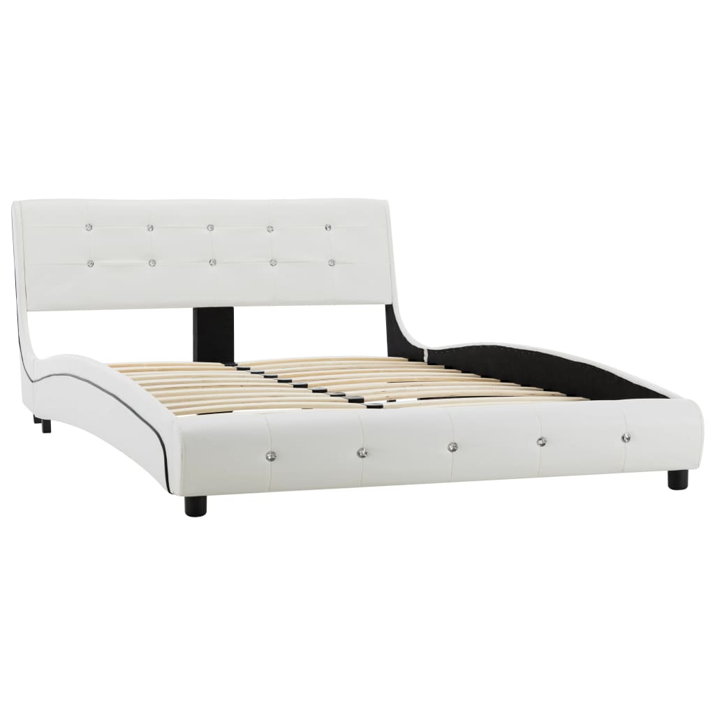 Cadru de pat, alb, 120 x 200 cm, piele ecologică - Lando