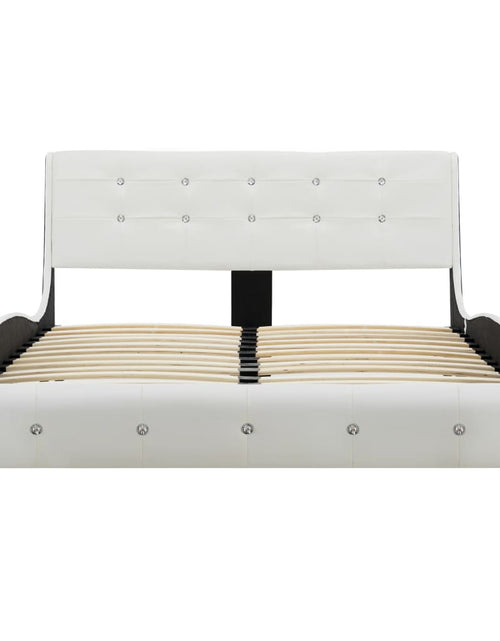 Загрузите изображение в средство просмотра галереи, Cadru de pat, alb, 120 x 200 cm, piele ecologică - Lando

