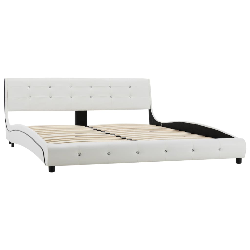 Cadru de pat, alb, 160 x 200 cm, piele ecologică - Lando