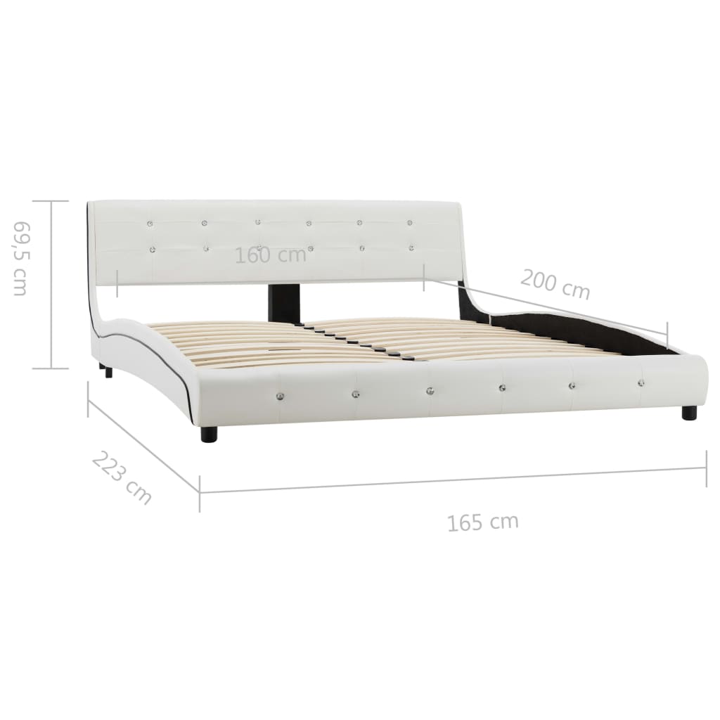 Cadru de pat, alb, 160 x 200 cm, piele ecologică - Lando