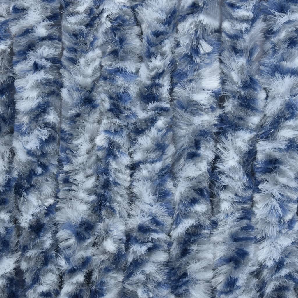 Perdea de insecte, albastru, alb, argintiu, 90x220 cm, Chenille - Lando