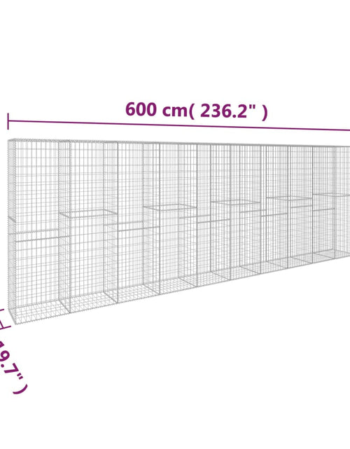 Загрузите изображение в средство просмотра галереи, Perete gabion cu capac, 600 x 50 x 200 cm, oțel galvanizat Lando - Lando
