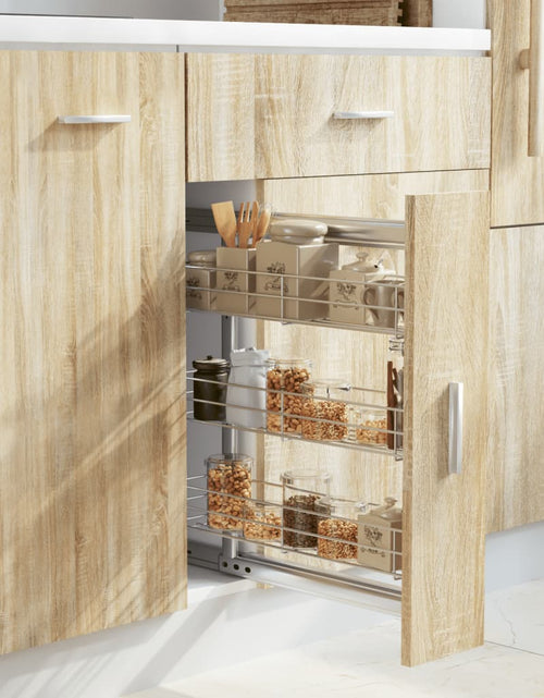 Încărcați imaginea în vizualizatorul Galerie, Coș sârmă bucătărie retractabil 3 raft argintiu 47x15,5x55,5 cm - Lando
