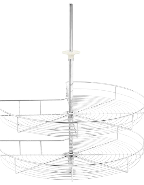 Încărcați imaginea în vizualizatorul Galerie, Coș sârmă bucătărie 2 rafturi, 270 grade, argintiu, 71x71x80 cm - Lando
