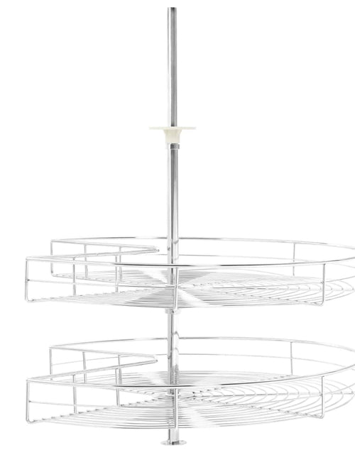 Încărcați imaginea în vizualizatorul Galerie, Coș sârmă bucătărie 2 rafturi, 270 grade, argintiu, 71x71x80 cm - Lando
