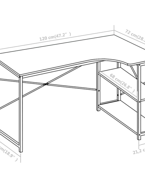 Încărcați imaginea în vizualizatorul Galerie, Birou de calculator, alb, 120 x 72 x 70 cm Lando - Lando
