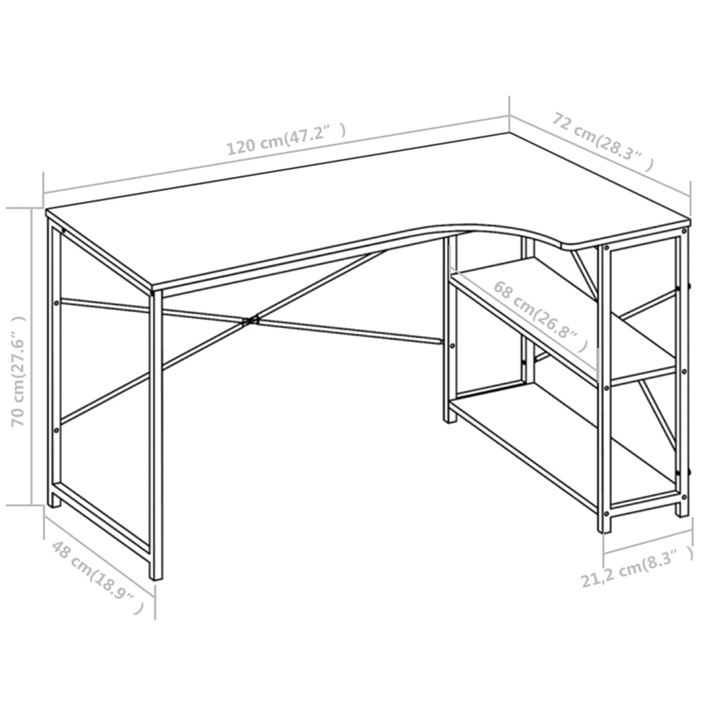 Birou de calculator, alb, 120 x 72 x 70 cm Lando - Lando