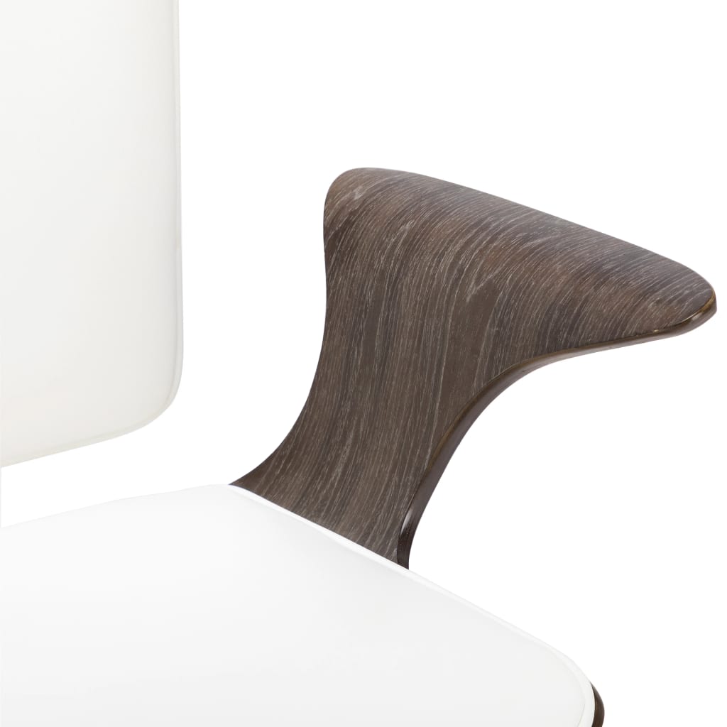Scaun de birou rotativ, alb, piele ecologică și lemn curbat - Lando