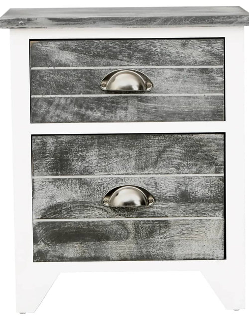 Încărcați imaginea în vizualizatorul Galerie, Noptieră, gri și alb, 38x28x45 cm, lemn de paulownia - Lando
