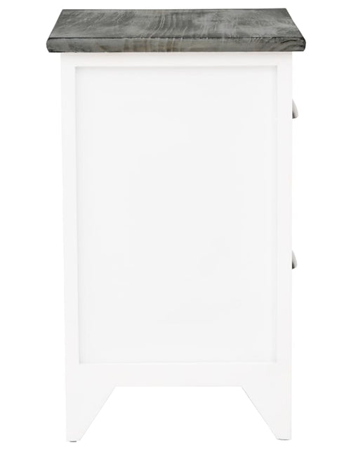 Încărcați imaginea în vizualizatorul Galerie, Noptieră, gri și alb, 38x28x45 cm, lemn de paulownia - Lando
