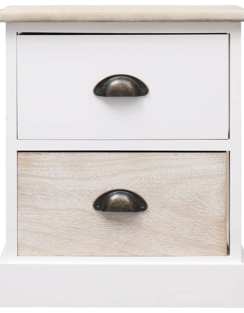 Încărcați imaginea în vizualizatorul Galerie, Noptiere, 2 buc., alb &amp; natural, 38x28x45 cm, lemn paulownia - Lando
