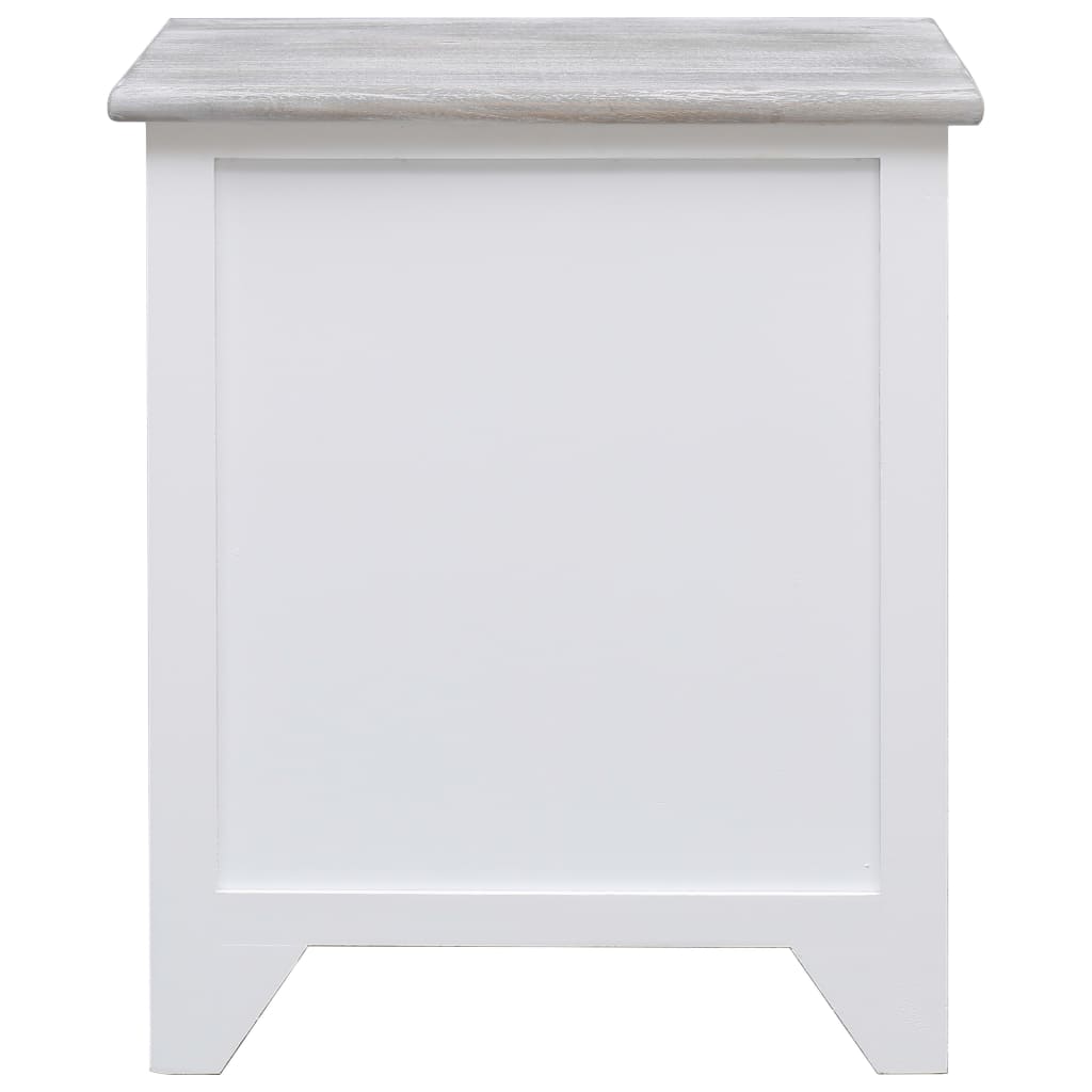Noptiere, 2 buc., alb, 38 x 28 x 45 cm, lemn de paulownia - Lando