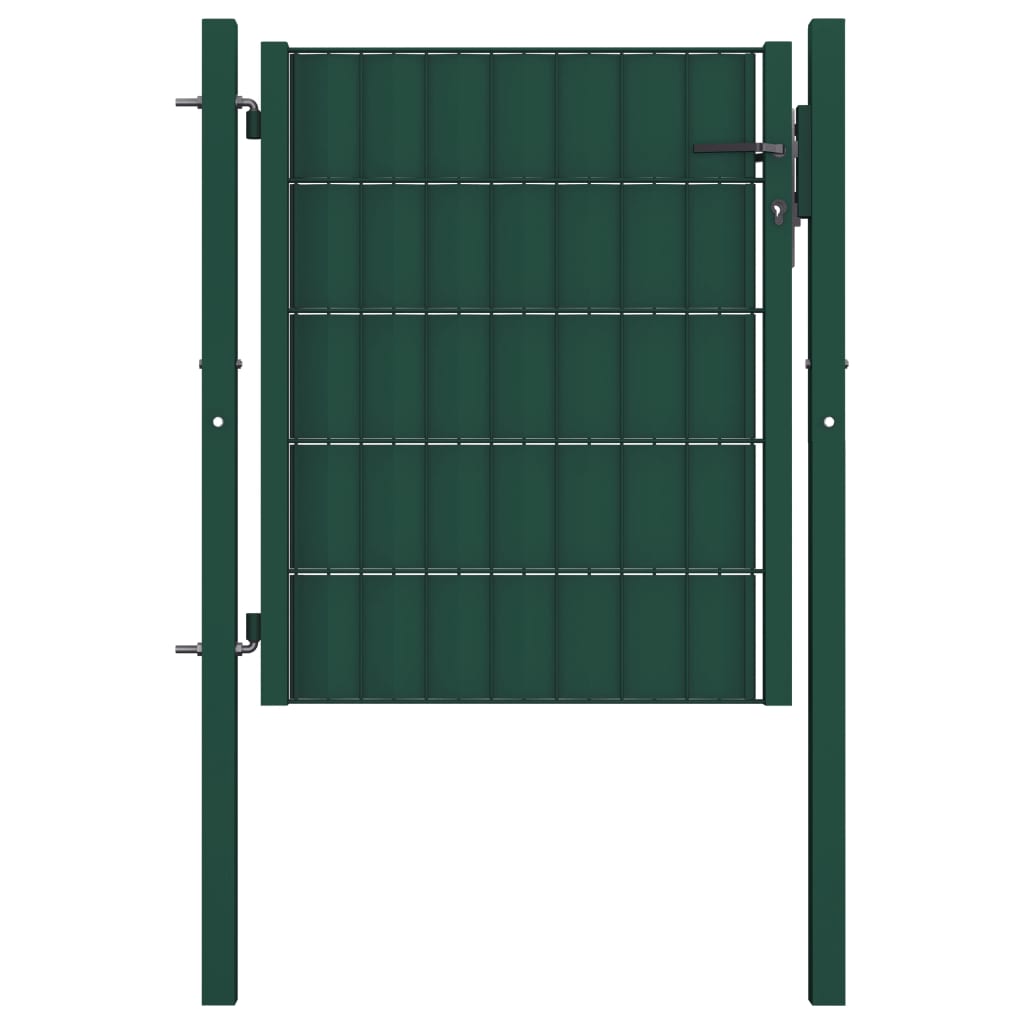 Lando-Poartă de gard, verde, 100x101 cm, PVC și oțel- mobila