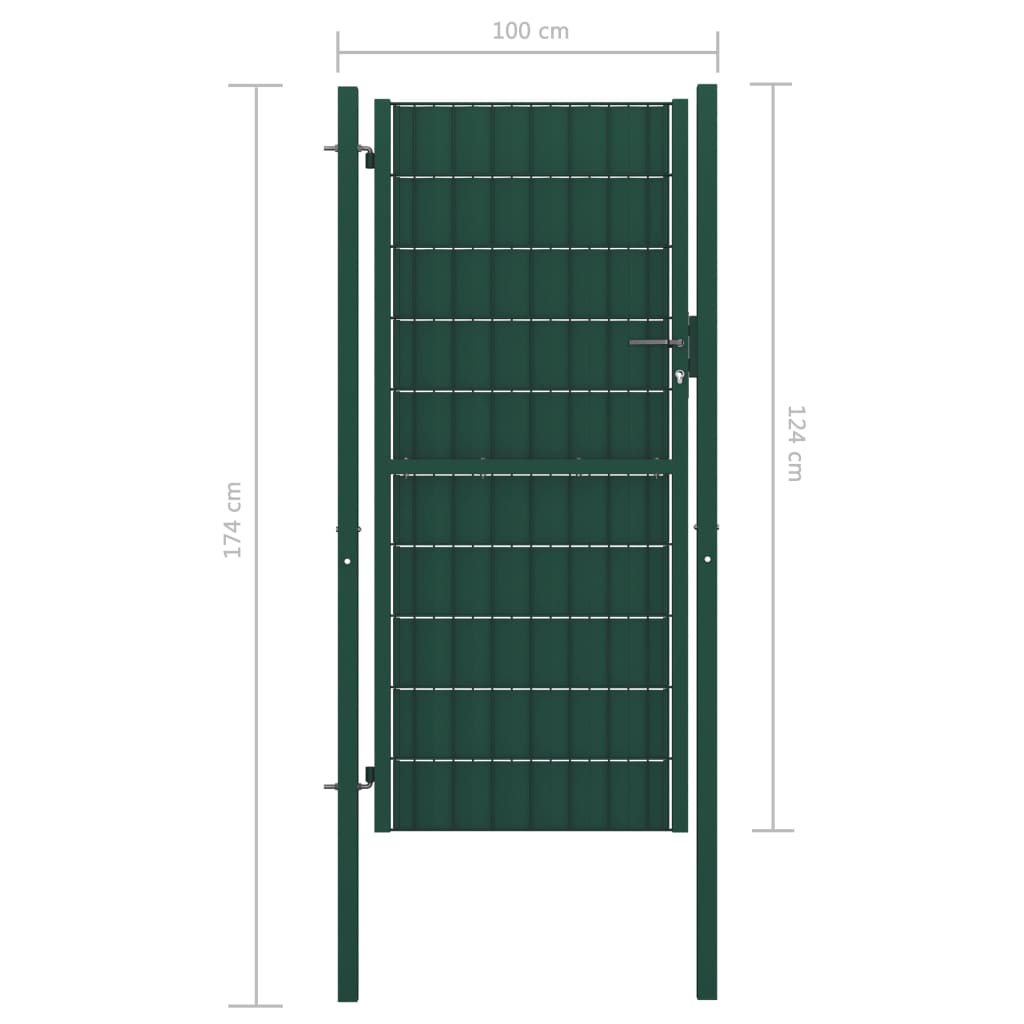 Poartă de gard, verde, 100x124 cm, PVC și oțel Lando - Lando