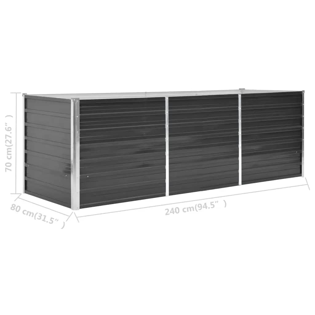 Strat înălțat de grădină antracit 240x80x77 cm oțel galvanizat - Lando