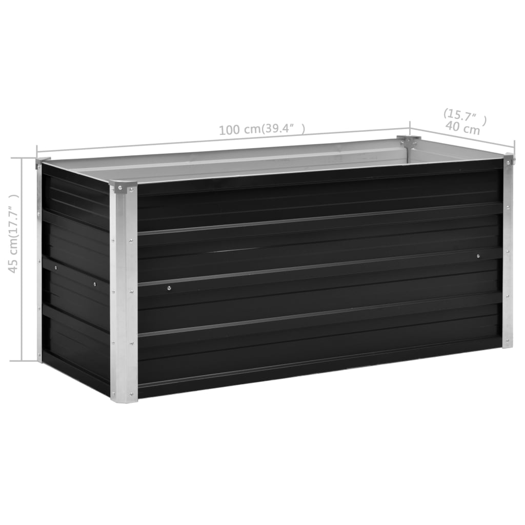 Strat înălțat de grădină antracit 100x40x45 cm oțel galvanizat Lando - Lando