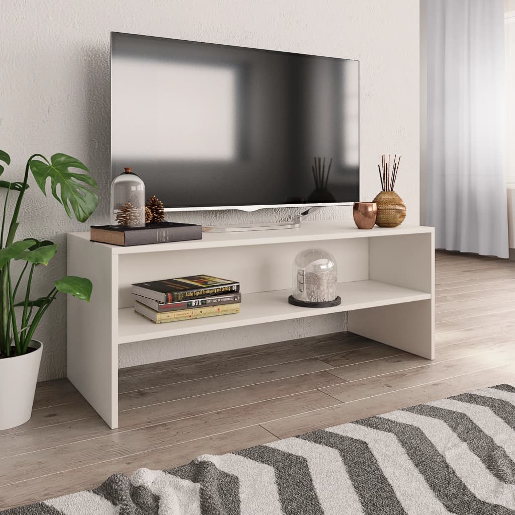 Comodă TV, alb, 100 x 40 x 40 cm, PAL Lando - Lando