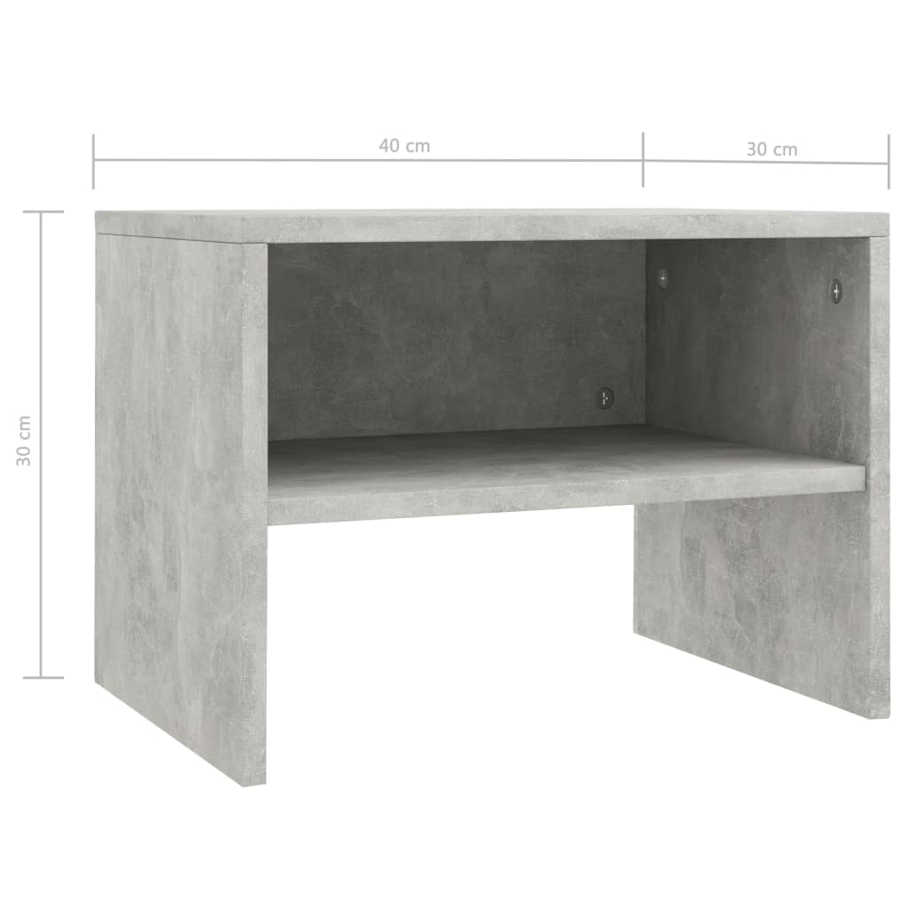 Noptiere, 2 buc., gri beton, 40 x 30 x 30 cm, PAL - Lando