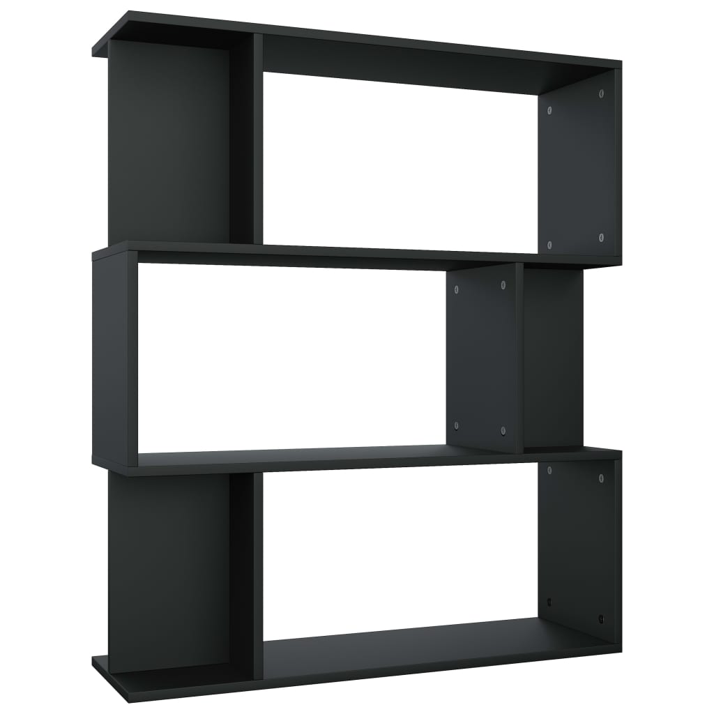 Bibliotecă/Separator cameră, negru, 80x24x96 cm, PAL - Lando