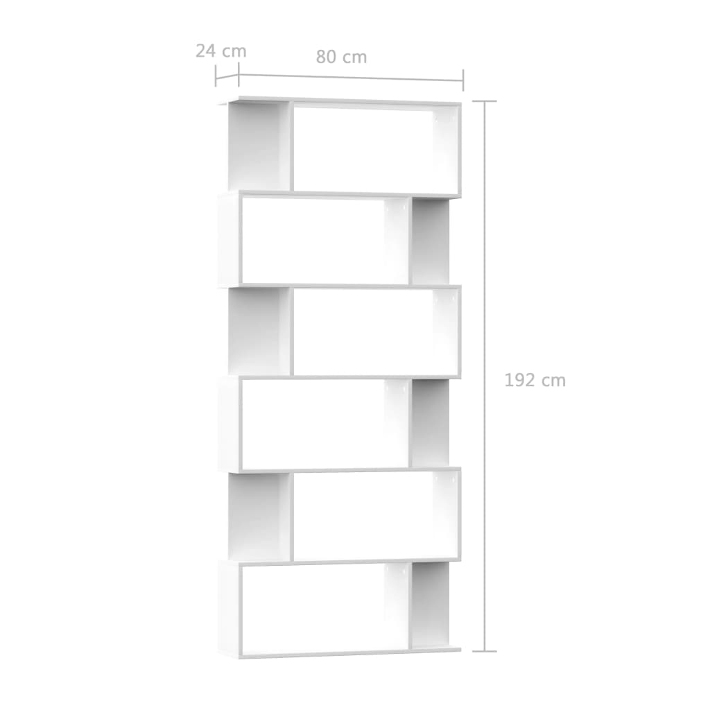 Bibliotecă/Separator cameră, alb, 80x24x192 cm, PAL - Lando