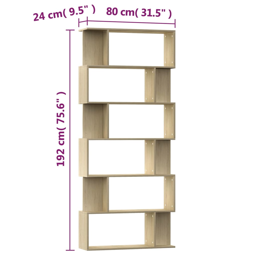 Bibliotecă/Separator cameră, stejar Sonoma, 80x24x192 cm, PAL Lando - Lando