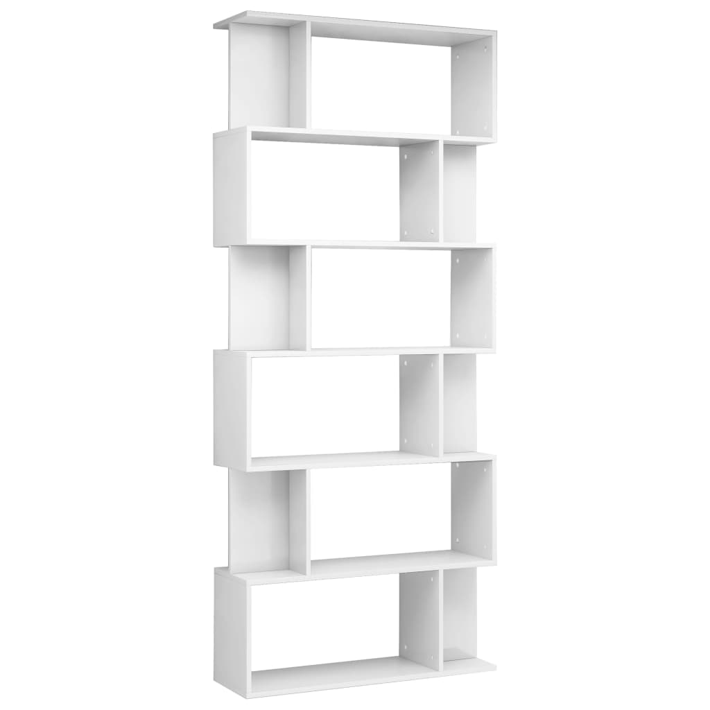 Bibliotecă/Separator cameră, alb extralucios, 80x24x192 cm, PAL - Lando