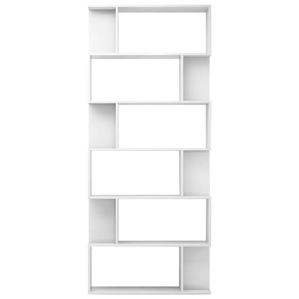 Bibliotecă/Separator cameră, alb extralucios, 80x24x192 cm, PAL - Lando