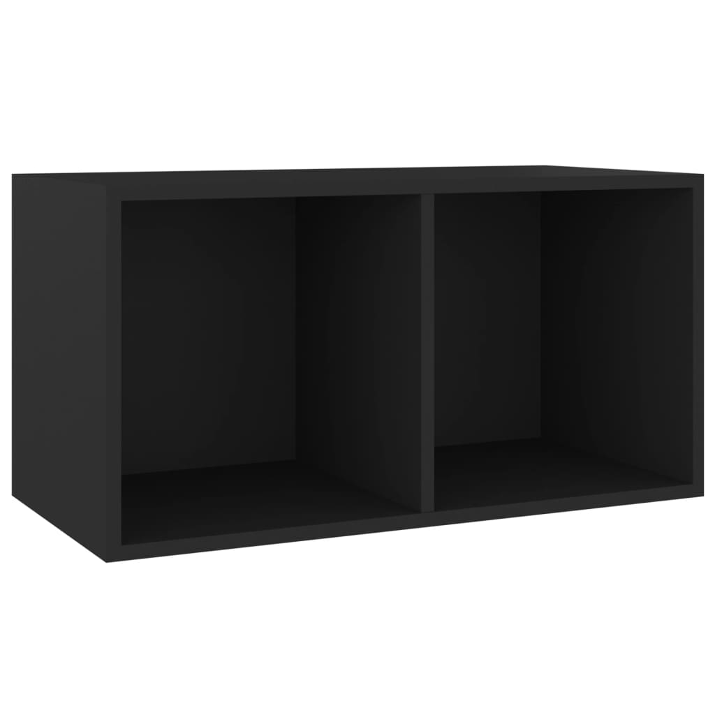 Cutie de depozitare viniluri, negru, 71x34x36 cm, lemn compozit - Lando