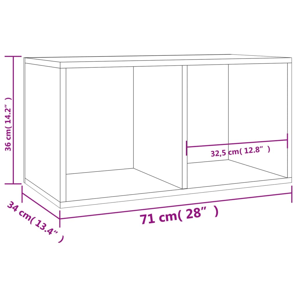 Cutie de depozitare viniluri, stejar sonoma, 71x34x36 cm, lemn - Lando