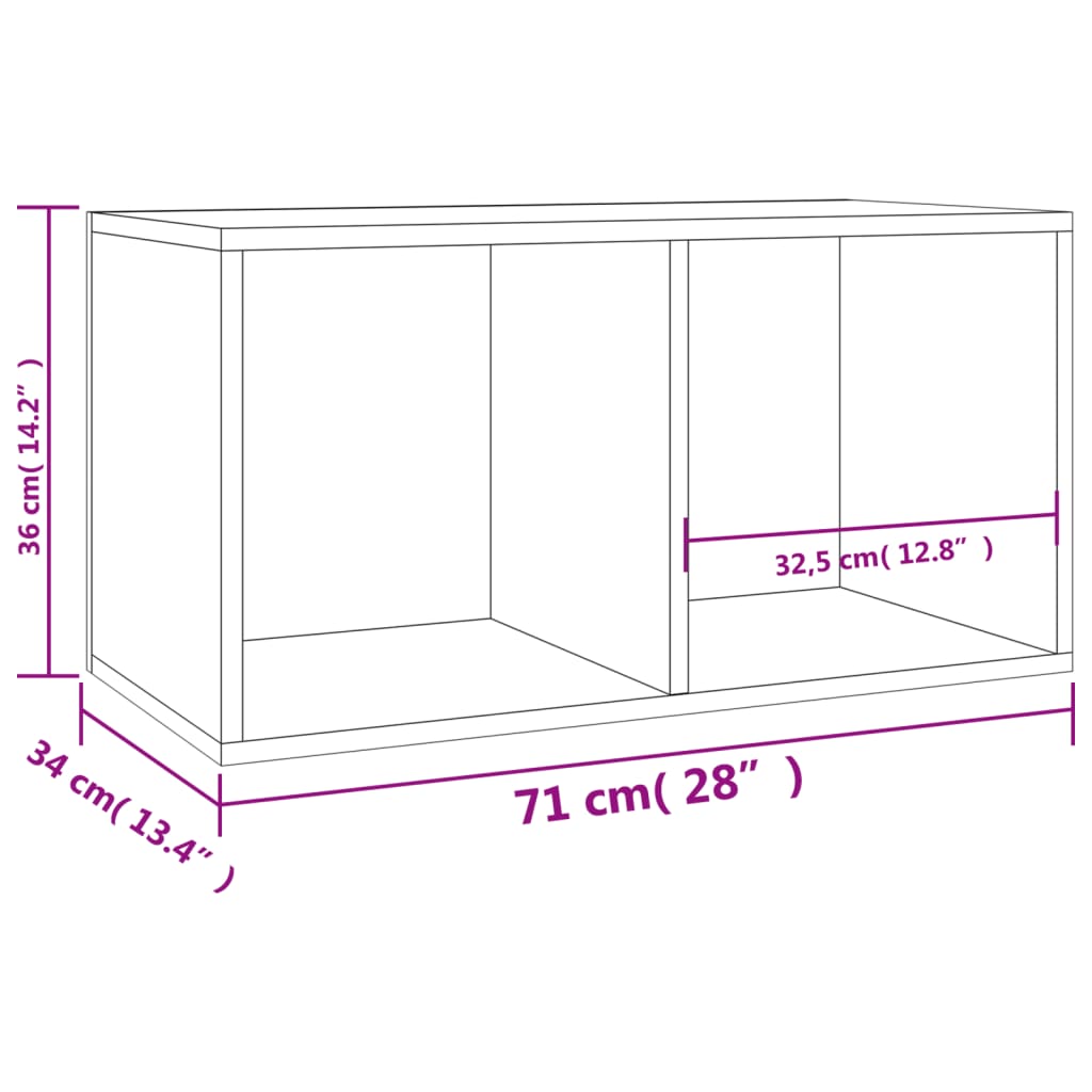 Cutie de depozitare viniluri, gri, 71x34x36 cm, lemn compozit - Lando