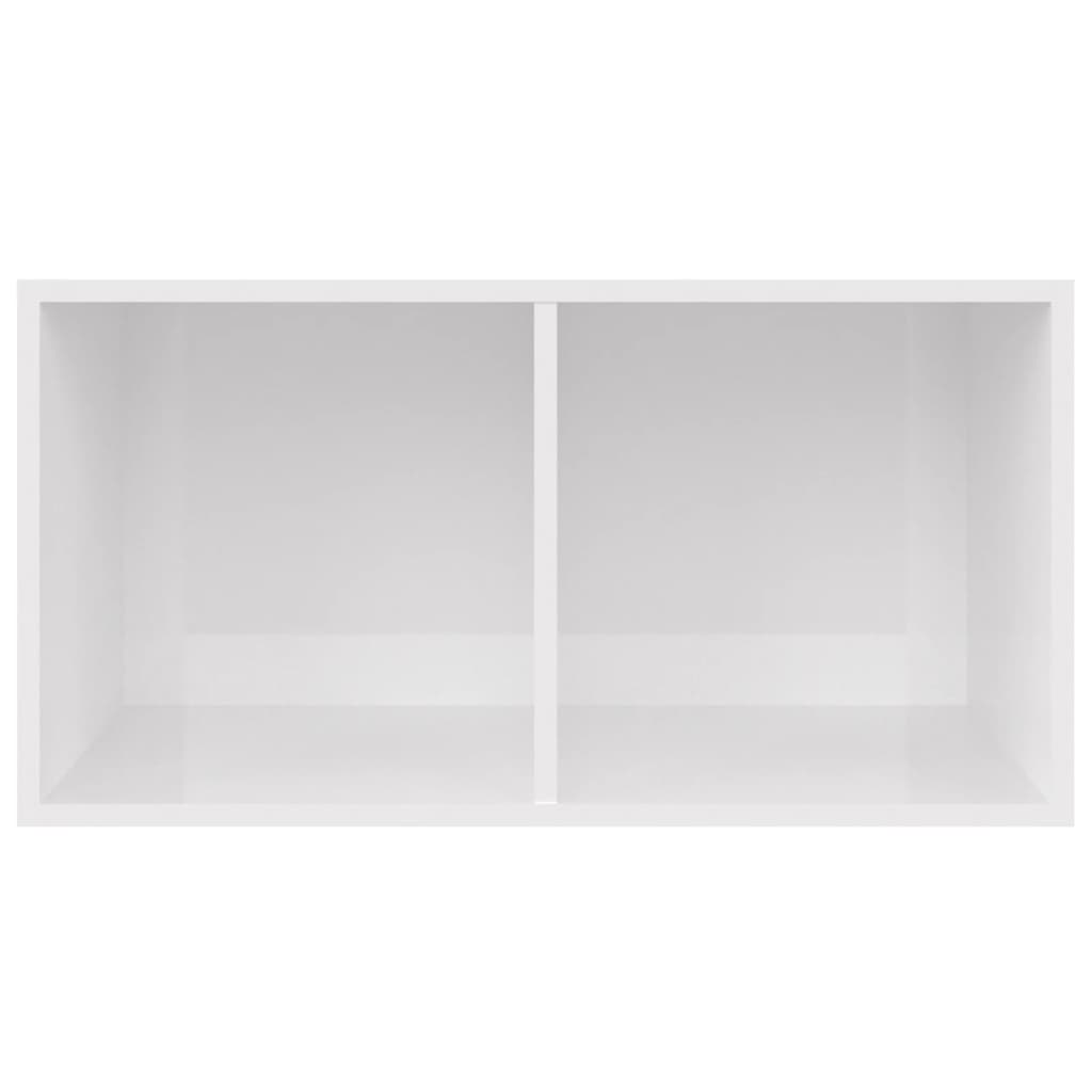 Cutie de depozitare viniluri, alb extralucios, 71x34x36 cm lemn - Lando