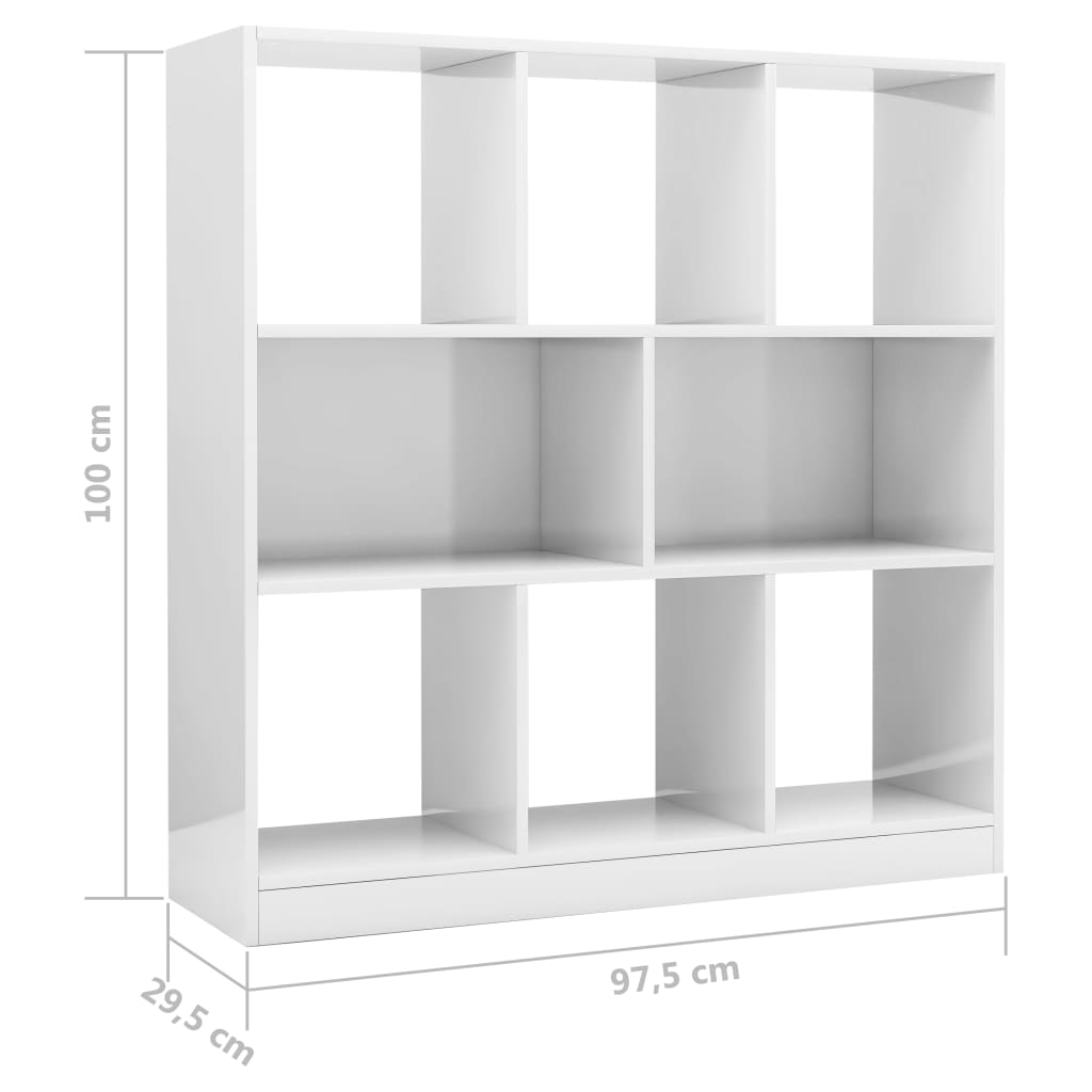 Bibliotecă, alb extralucios, 97,5x29,5x100 cm, PAL Lando - Lando