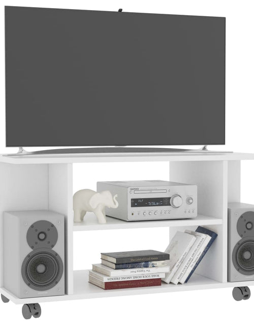 Загрузите изображение в средство просмотра галереи, Comodă TV cu rotile, alb, 80 x 40 x 40 cm, PAL Lando - Lando
