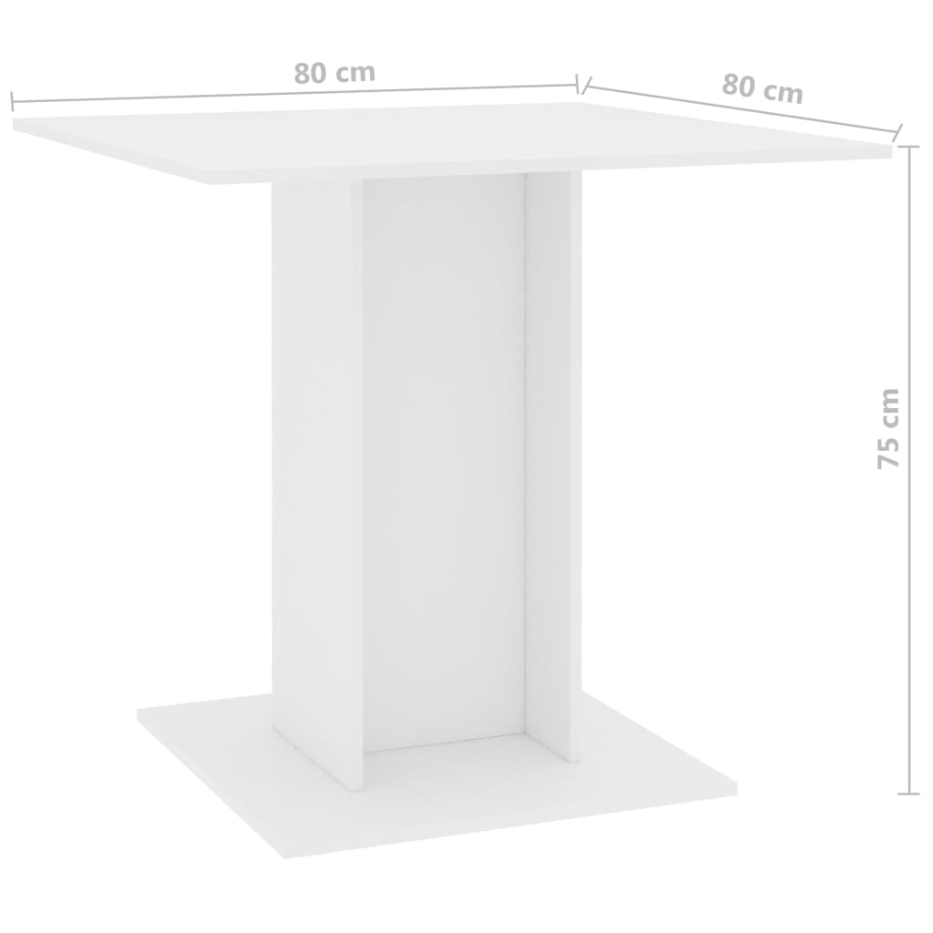 Masă de bucătărie, alb, 80x80x75 cm, PAL - Lando