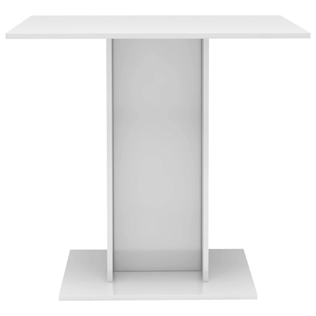 Masă de bucătărie, alb extralucios, 80x80x75 cm, PAL - Lando