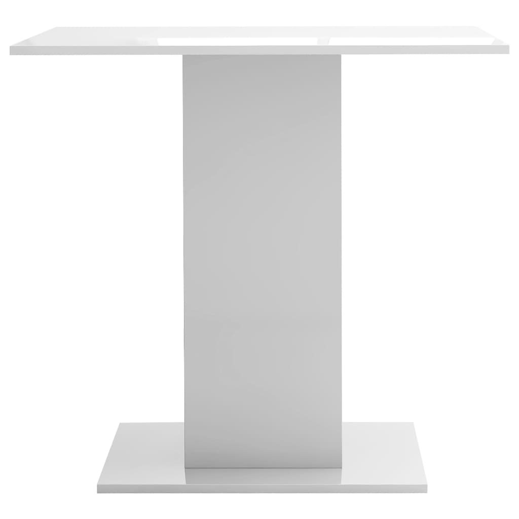 Masă de bucătărie, alb extralucios, 80x80x75 cm, PAL - Lando