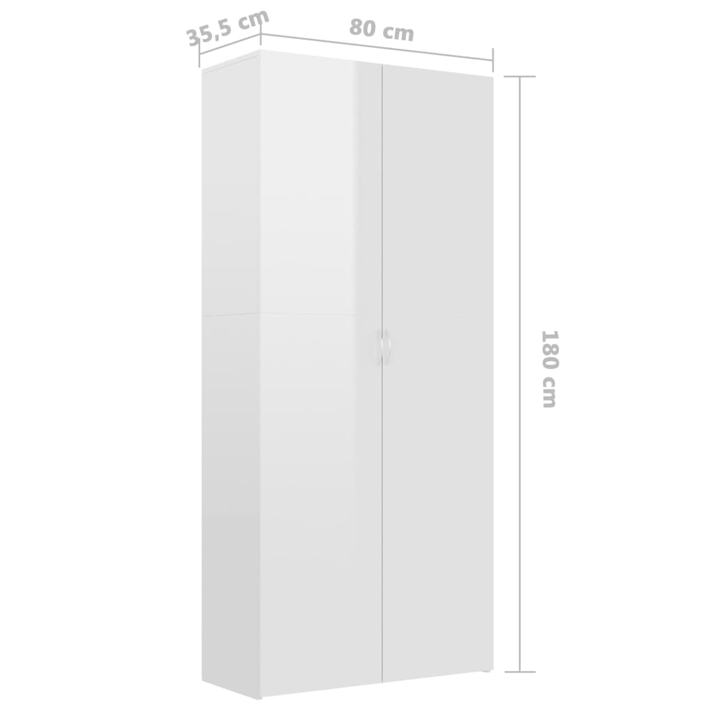 Pantofar, alb extralucios, 80x35,5x180 cm, PAL - Lando