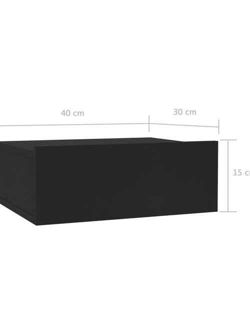 Încărcați imaginea în vizualizatorul Galerie, Noptieră suspendată, negru, 40x30x15 cm, PAL - Lando
