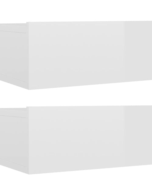 Încărcați imaginea în vizualizatorul Galerie, Noptiere suspendate, 2 buc., alb extralucios, 40x30x15 cm, PAL - Lando
