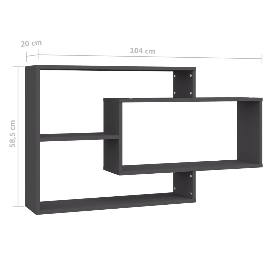 Rafturi de perete, gri, 104x20x58,5 cm, PAL Lando - Lando