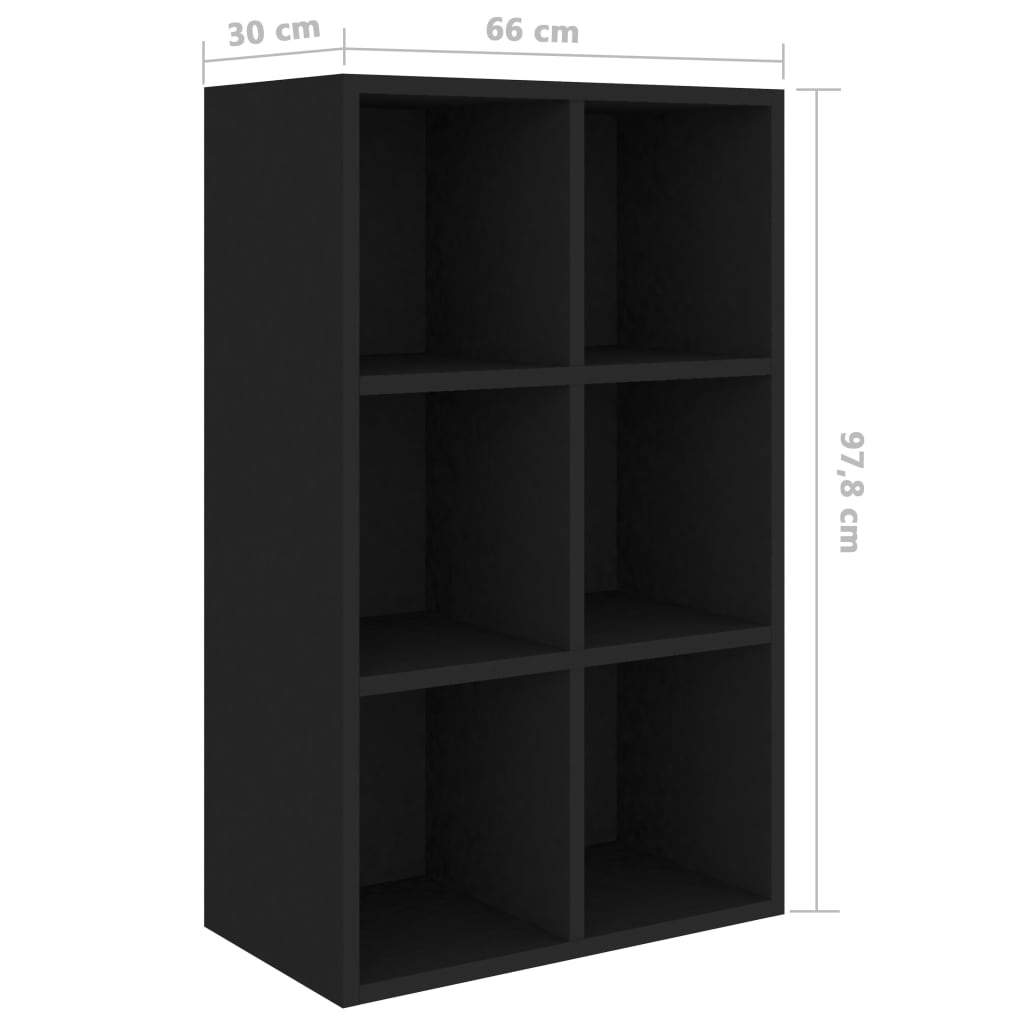 Bibliotecă/Servantă, negru, 66x30x97,8 cm, PAL Lando - Lando
