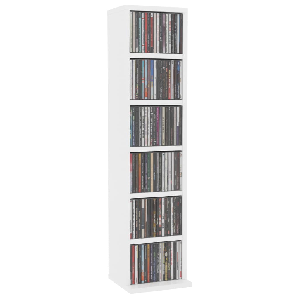 Dulap CD-uri, alb, 21x20x88 cm, lemn compozit - Lando