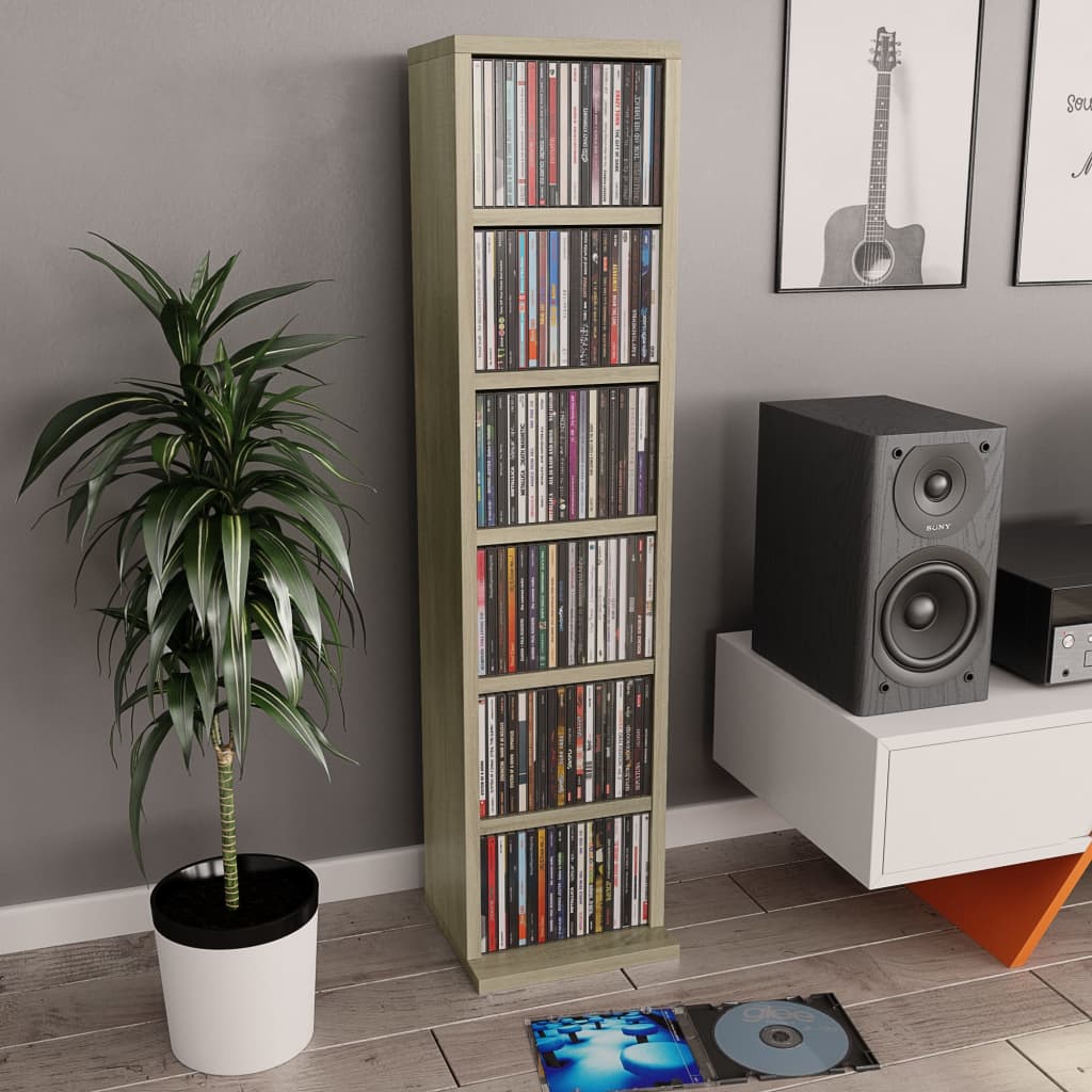 Dulap CD-uri, stejar sonoma, 21x20x88 cm, lemn compozit - Lando