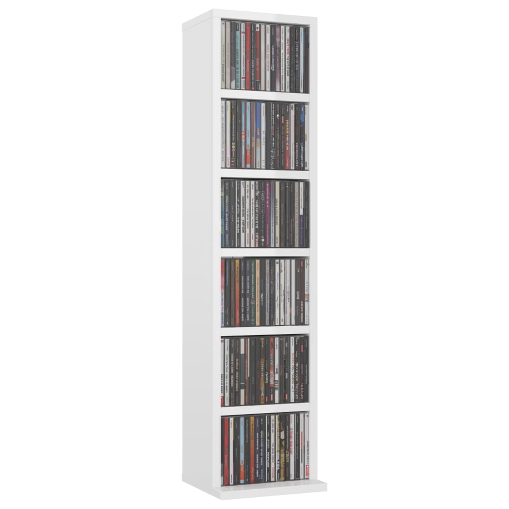 Dulap CD-uri, alb extralucios, 21x20x88 cm, lemn compozit - Lando