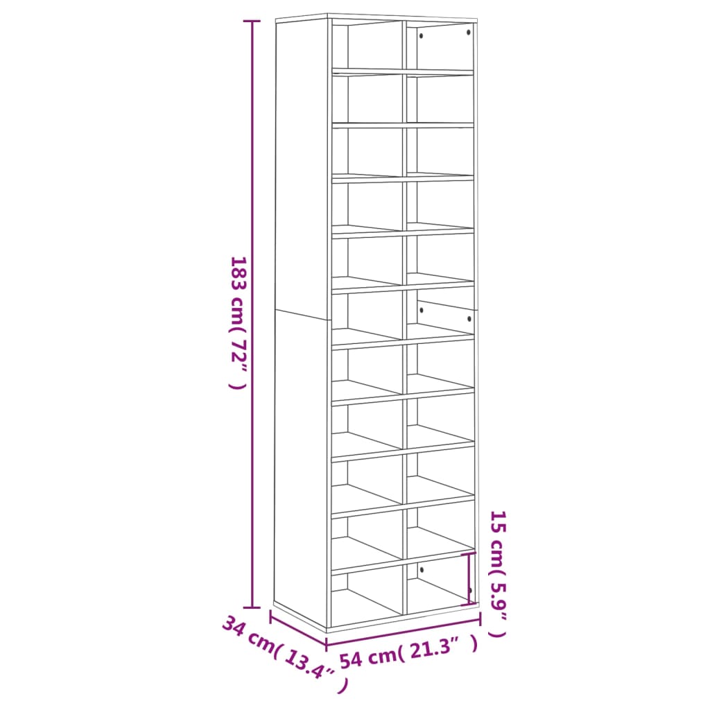 Pantofar, gri beton, 54x34x183 cm, PAL - Lando