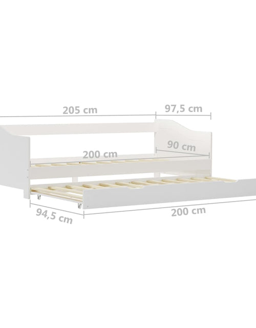 Încărcați imaginea în vizualizatorul Galerie, Cadru pat canapea, extensibil, alb, 90 x 200 cm, lemn de pin - Lando
