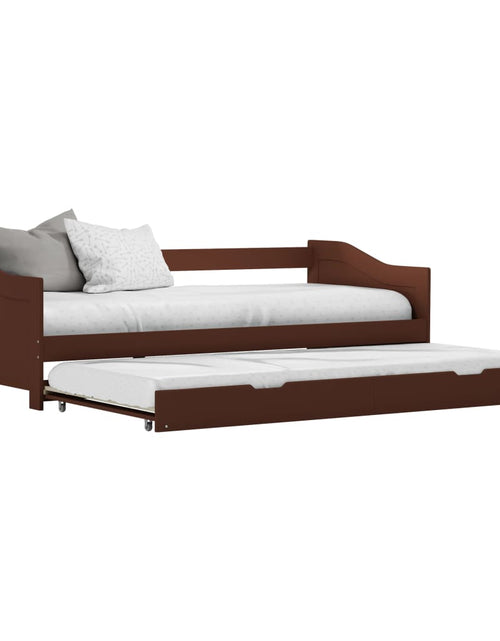 Încărcați imaginea în vizualizatorul Galerie, Cadru pat canapea, extensibil, maro, 90 x 200 cm, lemn de pin - Lando
