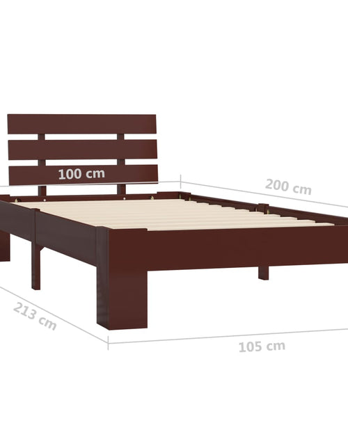 Încărcați imaginea în vizualizatorul Galerie, Cadru de pat, maro închis, 100 x 200 cm, lemn masiv de pin - Lando
