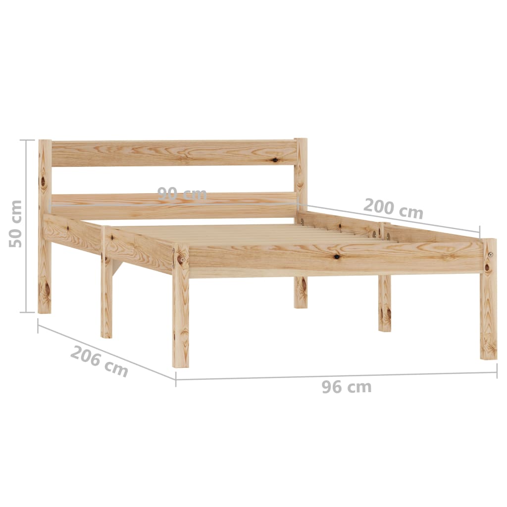 Cadru de pat, 90 x 200 cm, lemn masiv de pin - Lando
